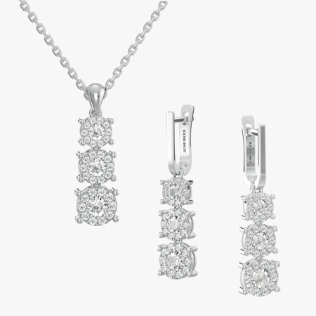 Three Flowers Jewelry Half Set